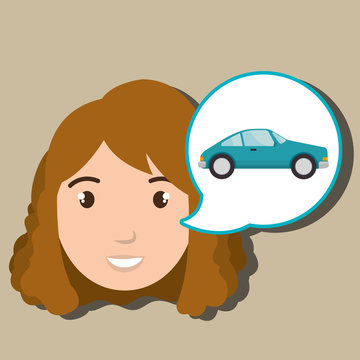 woman car vehicle transport vector illustration design