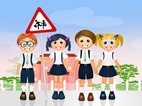 illustration of children out of school