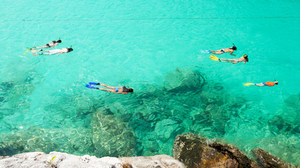 Obraz premium tourist snorkeling