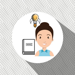 woman books idea reading vector illustration design