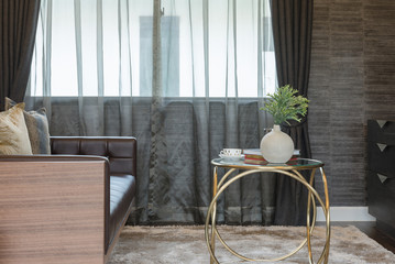 living room design with luxury table on carpet