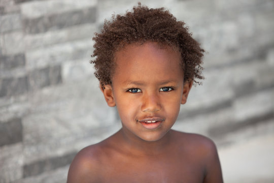 African little kid three years outside