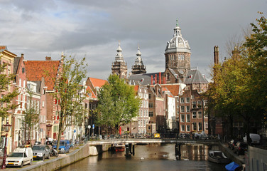 Amsterdam Canal and Church