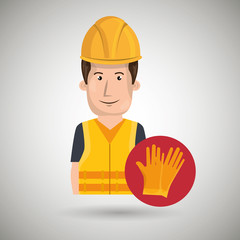 man worker protection tools icon vector illustration design