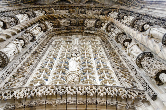 Albi Cathedral, facade details, Tarn, France. Unesco Site

