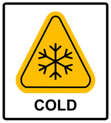 Cold warning sign , snow warning - triangular sign , vector illustration