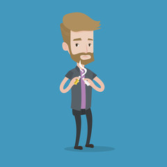 Young man quitting smoking vector illustration.