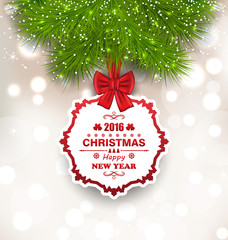 New Year Glowing Background, Christmas Greeting Card