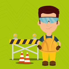 worker warning security tool vector illustration design