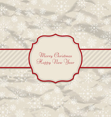 Old Invitation with Snowflakes Texture for Winter Holidays