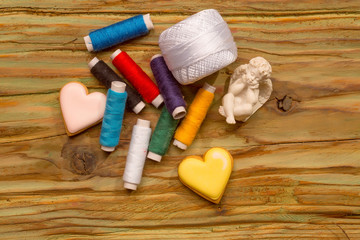 Bobbins of colorful stitch