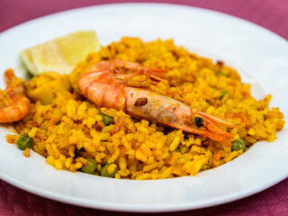 Traditional Valencian Paella With Seafood