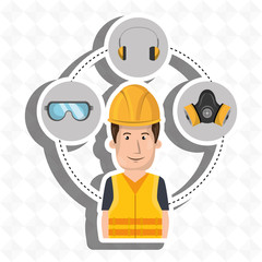 worker equipment protection tool vector illustration design