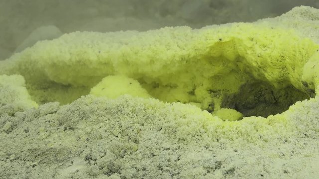 Sulfur fumarole, Close Up, crater of Mutnovsky volcano, Kamchatka