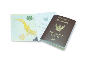 passport of thailand on white background
