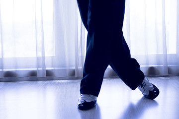 Dancing shoes feet of male ballroom, latin, salsa and swing danc