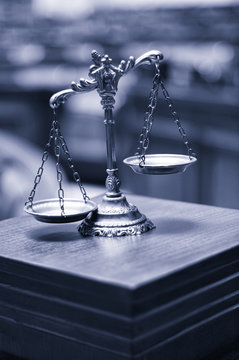 Decorative Scales of Justice in the Courtroom, Law and Justice c