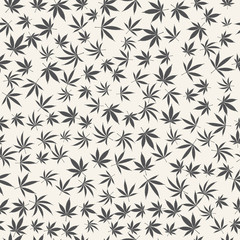 Floral art cannabis. Abstract background with leaves of marijuana. Vector illustration.
