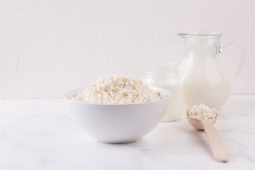 Dairy products on white background