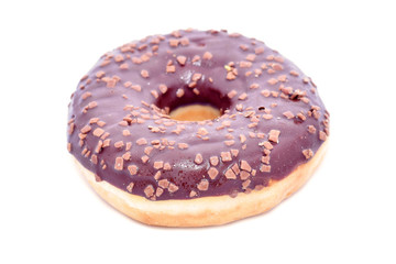 Fresh donut with chocolate isolated on white