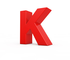 red letter K, 3d illustration.