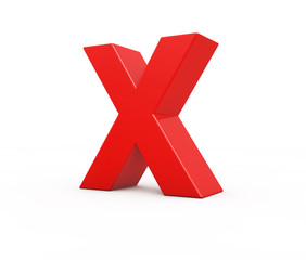 red letter X, 3d illustration.
