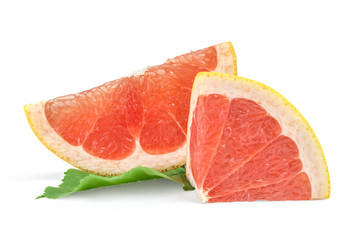slices of grapefruit on a white background