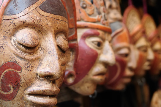 Guatemala,Mayan clay masks at the market