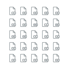 File format line icons. Vector illustration.