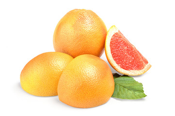 Grapefruit with slice on white background