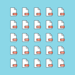 File format line icons collection. Vector illustration.