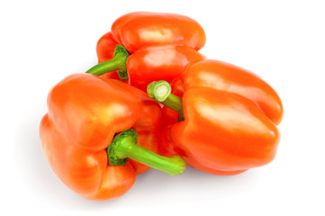 Three red sweet peppers isolated on white background