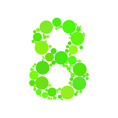 Dotted number 8. Circle fill effect. Vector illustration.