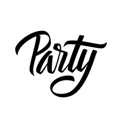 Obraz premium Handwritten word Party. Hand drawn element for your design. Vector illustration.
