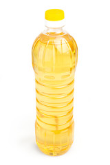 sunflower or vegetable oil in plastic bottle isolated