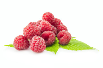 fresh raspberry on white background