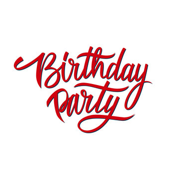 Handwritten words Birthday Party. Hand drawn elements for your design. Vector illustration.