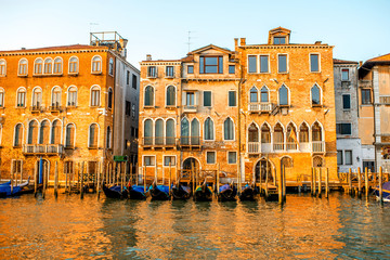 Beautiful waterfront with gothic buildings Grand canal at the morning in Venice