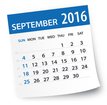 September 2016 calendar leaf - Illustration