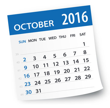 October 2016 calendar leaf - Illustration