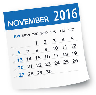November 2016 calendar leaf - Illustration
