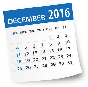December 2016 calendar leaf - Illustration