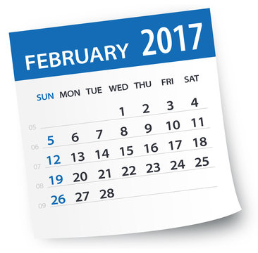 February 2017 calendar leaf - Illustration