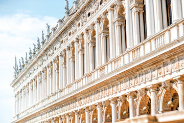 Facade fragment of Marciana library on the central square in Venice