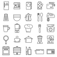 kitchen utensils icons set