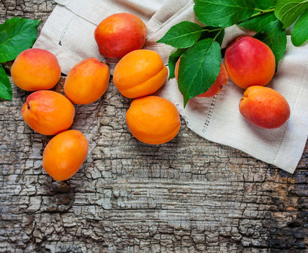 Apricots on a vintage background