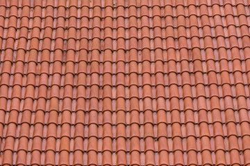 Closeup of the red clay roof tiles
