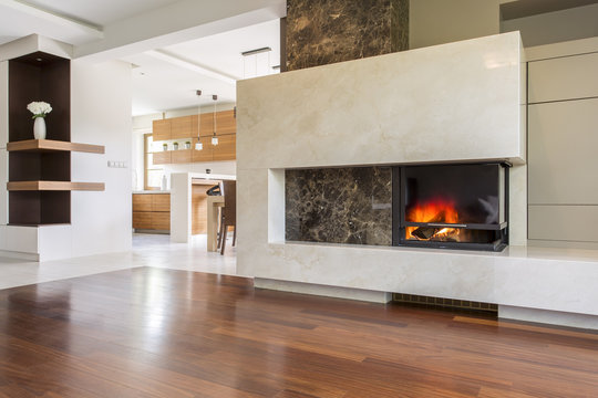 Warmth and luxury of an elegant fireplace