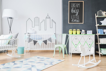 Modern furniture in baby room design