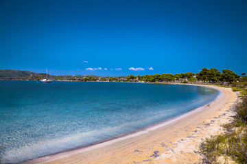 Beautiful beach on Diaporos island near Sithonia ,Halkidiki, Gre
